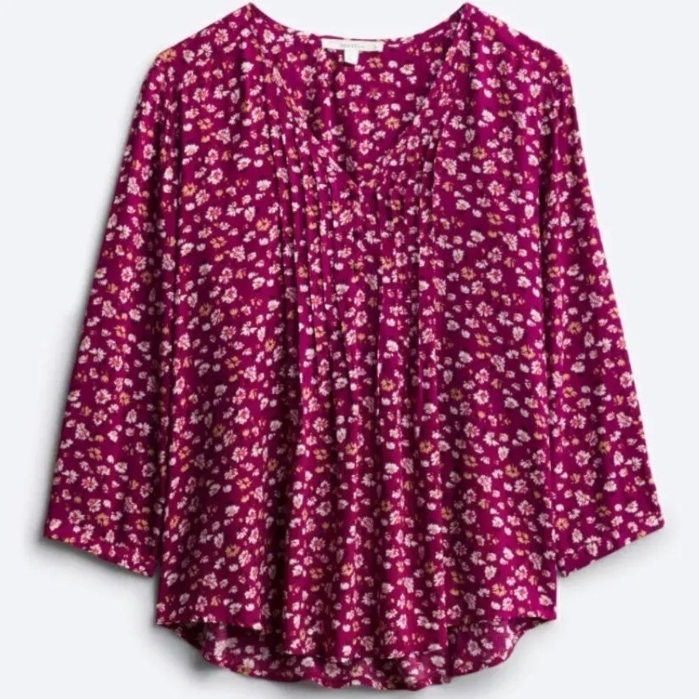 NWT FUN 2 FUN Marley Pleated Detail Top. Color Burgundy. Size 2X